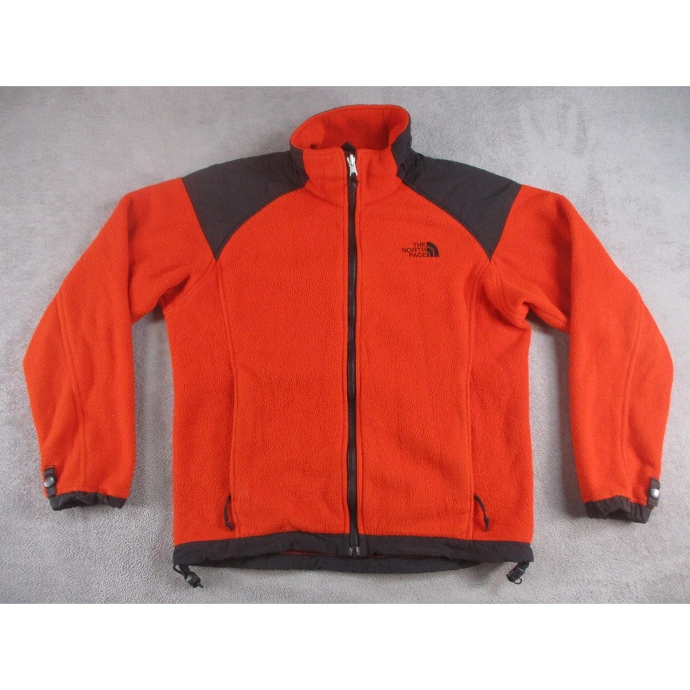 The North Face Jacket Womens Small Orange Gray Polartec Fleece Full Zip Made USA
